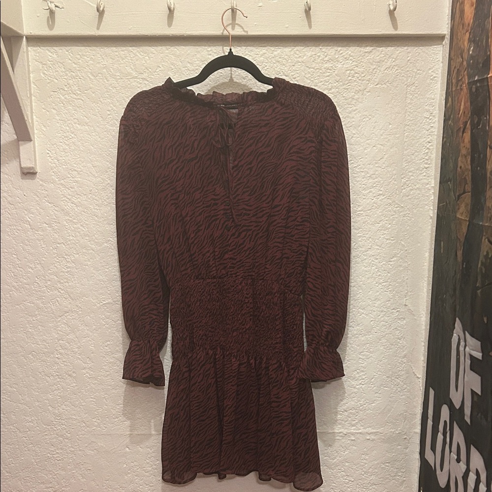 Zara Burgundy Long Sleeve Dress